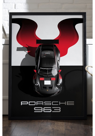 Porsche 939 Siyah Ahşap Çerçeveli Poster, Dekoratif Araba Duvar Tablosu