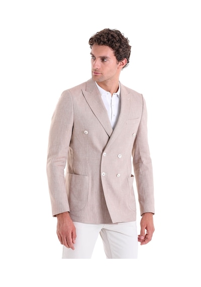 Hatemoğlu Brick Slim Fit Düz Sivri Yaka Kruvaze Casual Ceket Siyah