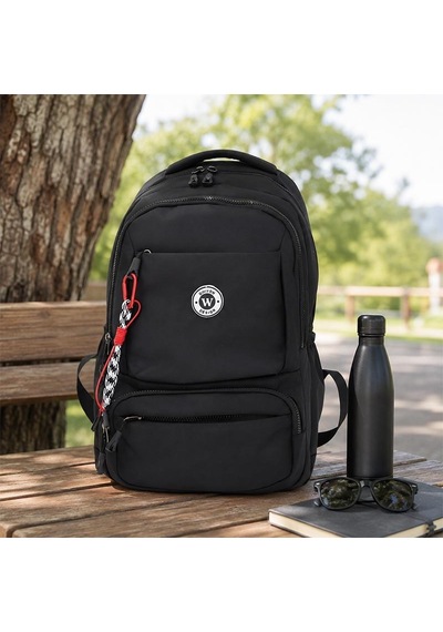 Unisex Çok Bölmeli Sırt Çantası Okul, Seyahat Ve Outdoor Kullanım Siyah