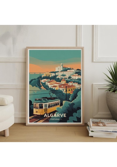 Algarve Portekiz Seyahat Posteri Vintage Sahil Duvar Sanatı Baskısı