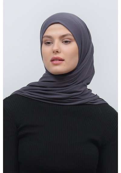 Altobeh Tesettür Kadın Düz Renk Penye Şal Hijab - Füme