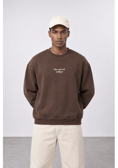 Respire Erkek The Art Of Patch Detaylı Oversize Sweatshirt Kahve