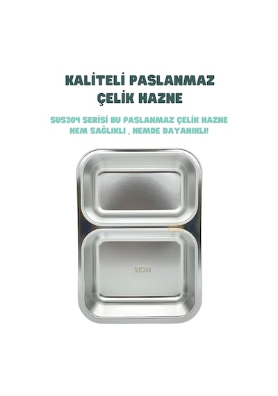 Bento 700ml Lunchbox Tek Katlı 2 Bölmeli Çelik Sefer Tası Yemek Kutusu Turkuaz Sku: Smg8690010173898 Açık Mavi