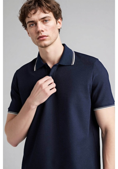 Defacto Regular Fıt Polo Yaka Waffle Kısa Kollu Polo Tişört D7932ax26spnv241 Lacivert-nv241