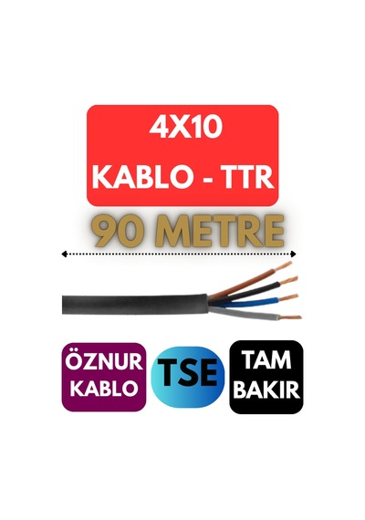Öznur 4x10 Ttr Kablo Metre Seçenekli Siyah - 90 Metre