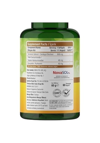 Nature's Supreme Curcumin 60 Yumuşak Kapsül