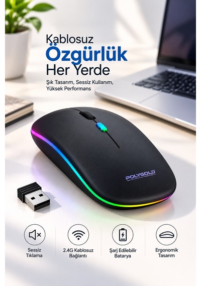 Astraltech Sessiz Tıklama 800 1200 1600 Dpı Ayarlanabilir Mouse Kablosuz