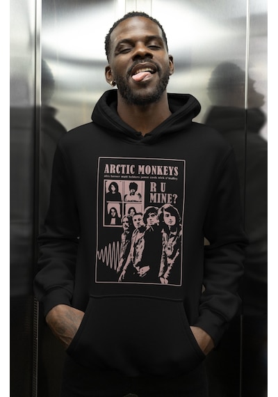 Sevbano Arctic Monkeys Rock Metal Müzik Grubu Baskılı Unisex Oversize Hoo Siyah
