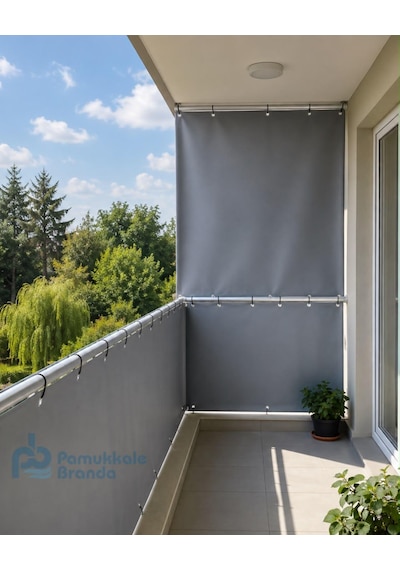 650 Gr Pvc Balkon Brandası Su Geçirmez Ölçülü Ebatlı Kuşgözlü Kolon Takviyeli Branda Mavi
