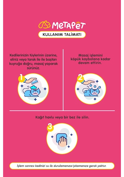 Metapet Kedi Tüy Dökülmesi Karşıtı Kuru Köpük Şampuan E Vitaminli 200 ML