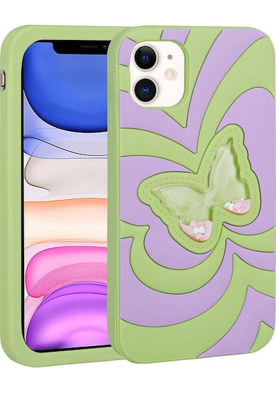 Apple Uyumlu iPhone 11 Kılıf Sıvılı Simli Kelebekli Tasarım Zore Vodena Kapak-beyaz