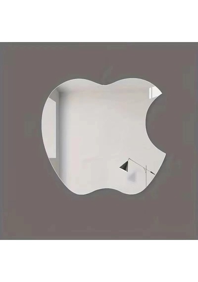 Mey İthalat Apple Tasarım Kırılmayan Pleksi Duvar Aynası - 30x30 Cm Modern Dekoratif Ayna Çok Renkli