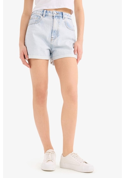 Defacto Mom Fit Yüksek Bel Katlamalı Paça Jean Şort E0521ax25smnm39 Mavi