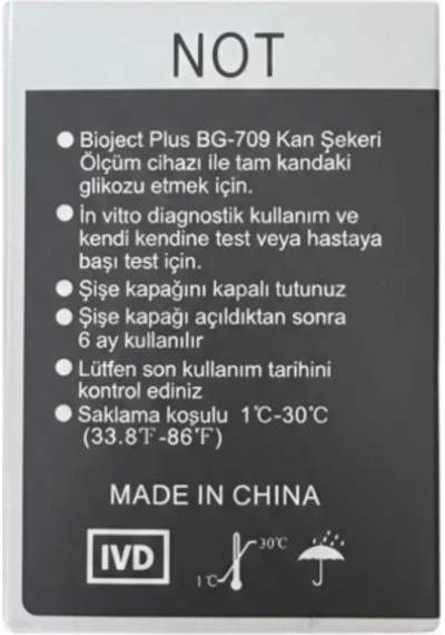 Bioject Şeker Ölçüm Stribi 50 Adet 1 Kutu