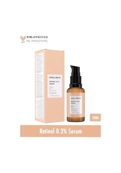 Maruderm Retinol%0.3 Su Bazlı Cilt Yenileyici Bakım Serumu Bakuchiol, Q10 & Yeşil Çay İle İnce Çizgi Karşıtı, Aydınlatıcı Yüz Serumu, 30 Ml