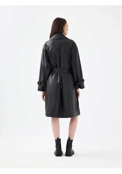 Loose Fit Kadın Trenchcoat Siyah