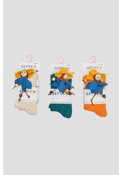 Defne Baby 3 Adet Sevimli Kız Aksesuarlı Pamuklu Kız Çocuk Ve Bebek Külotlu Çorap Karışık