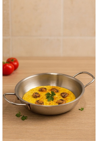 Gülsan Jasmin Serisi 20 Cm Çelik Sahan 18/10 Paslanmaz Çelik, Parlak Yüzey-104 Beyaz - Siyah