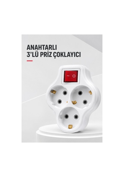 Duvar Tipi 3 Lü Priz Çoklayıcı Kablosuz Anahtarlı Kompakt Priz Adaptörü Çok Renkli Diğer