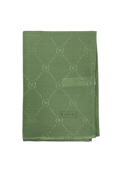 Vakko Pamuk İpek Şal - Monogram - Keten Yeşili