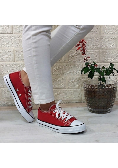 Fiyra 554 Kırmızı Kısa Unisex Sneaker Keten Spor Ayakkabı 001