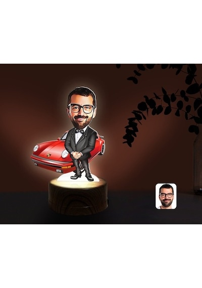 Kişiye Özel Erkek Patron Karikatürlü Dekoratif 3D Biblo Led Işıkl (481495917)