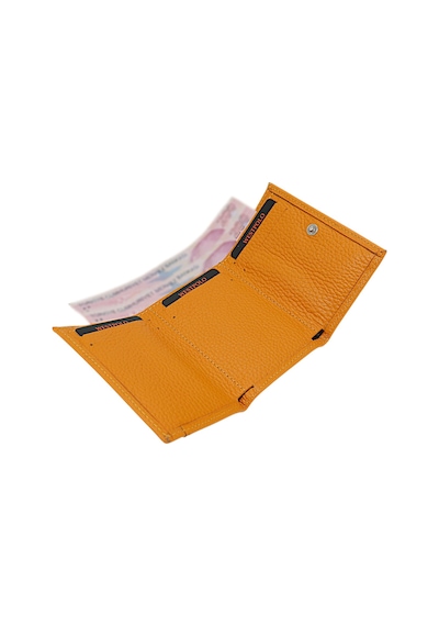 Westpolo Unisex Hakiki Deri Bozuk Para Ve Kağıt Para Bölmeli Cüzdan Kartlık - Hardal Hardal