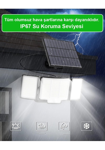 Greentech 348 Ledli, Güneş Enerjili, Hareket Sensörlü, 3 Taraflı Aydınlatma / Gt-sl30 1