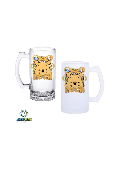 Winnie The Pooh Kulplu Bira Bardağı Buzlu Veya Şeffaf Seçenekli 0363