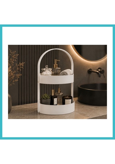Bezos 3d Baskı İki Katlı Banyo Düzenleyici - Taşınabilir Organizer Ve Saklama Standı-beyaz Dfnbez