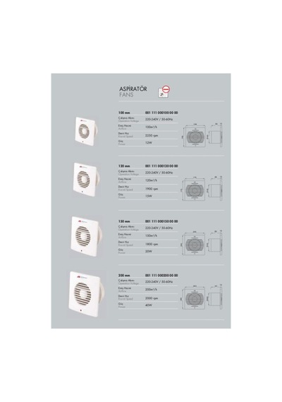 Banyo Ve Tuvalet Aspiratörü 100 Mm