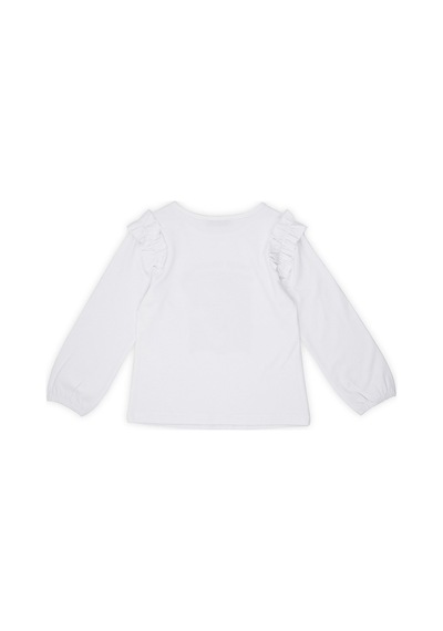 Panço Kız Çocuk Baskı Detaylı T-shirt Beyaz
