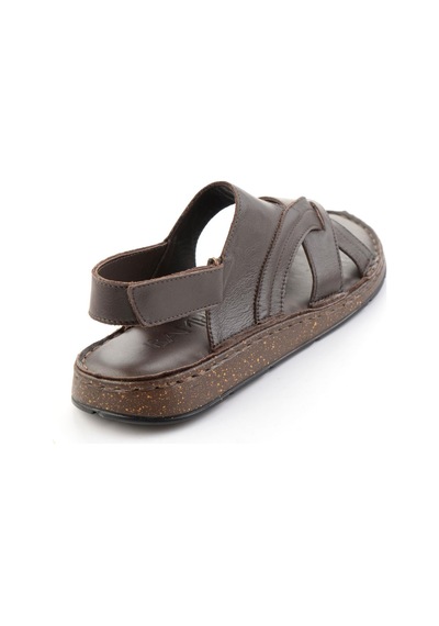 Kahve Hakiki Deri Erkek Sandalet E05433011903
