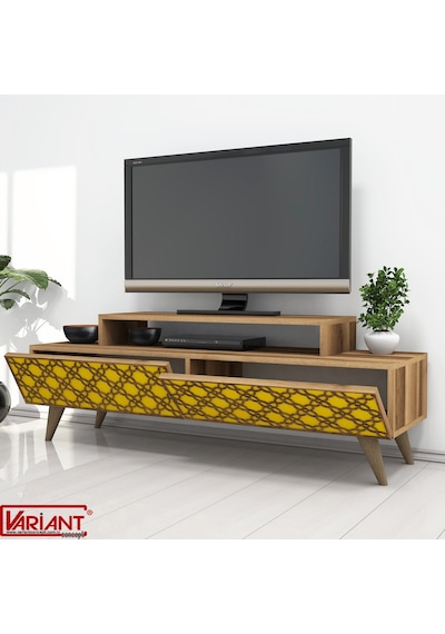 Variant City Tv Ünitesi Tv Sehpası Ceviz-Sarı