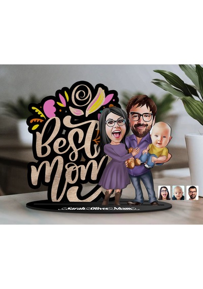Bk Gift Kişiye Özel Aile Karikatürlü 3d Ahşap Biblo, Anneler Günü Biblo, Ahşap Biblo, Anneye Hediye, Ev Dekoru-2