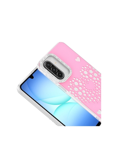 Samsung Galaxy Uyumlu A26 Kılıf Damla Taşlı Zore Rivas Sert Pc Kapak - Pembe