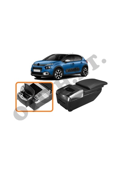 Citroen C3 16 Üzeri Uyumlu Bardaklıklı Lüks Kol Dayama Kolçak Siyah İthal.