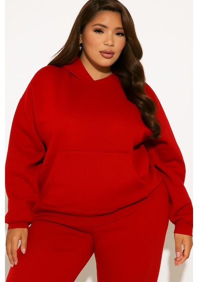 Benroma 3 İplik Penye Büyük Beden Unisex Sweatshırt Kırmızı