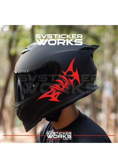 Billie Yazılı Kask Sticker Tüm Kasklar Uyumlu Tek Yön 1 Adet Kırmızı