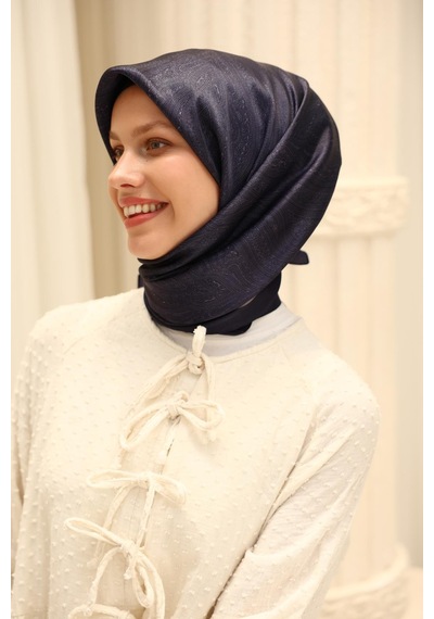 Silk Home Shiny Eşarp 75010-22 Lacivert, Gümüş