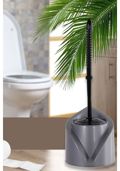 Wc Tuvalet Banyo Fırçası Klozet Fırçası Klasik Siyah Kolay Kullanım Klozet Fırça Set Siyah