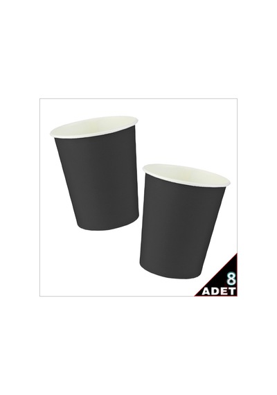 Siyah Karton Bardak - 8 Adet