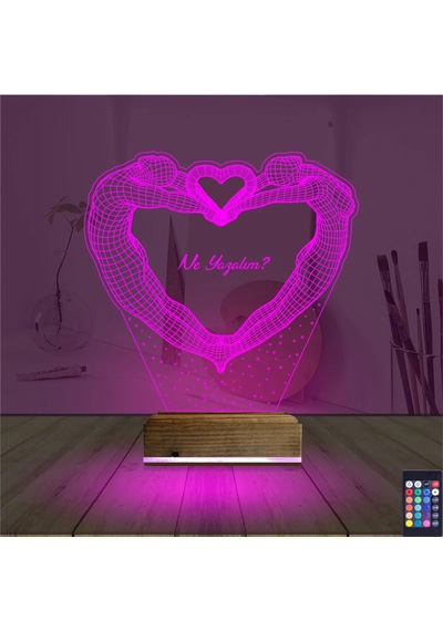 Luvivia Kalp Sevgiliye Hediye Kişiye Özel 3d Lamba - Masa Gece Lambası V8
