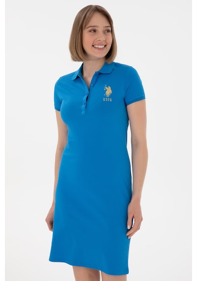 U.S. Polo Assn. Kadın Saks Polo Yaka Mini Boy Örme Elbise 50280069-VR045 U.S. Polo Assn. Kadın Saks Polo Yaka Mini Boy Örme Elbise 50280069-VR045