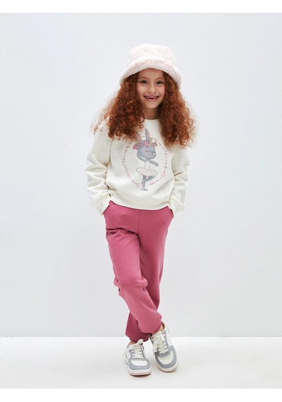 LC Waikiki Lcw Kids Beli Lastikli Basic Kız Çocuk Jogger Eşofman Altı Gülkurusu