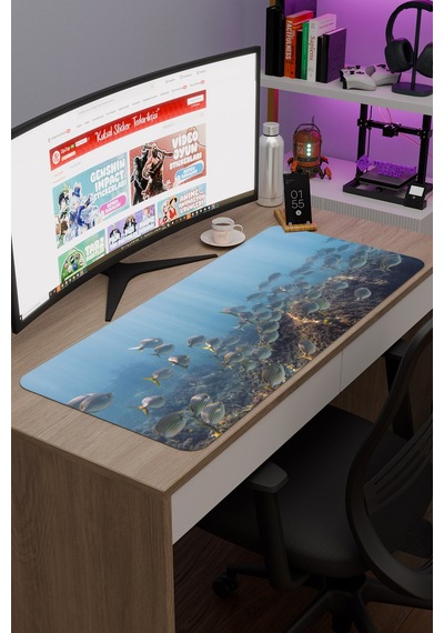 Sualtı Kaymaz Dikişli Kauçuk Oyuncu Mousepad V5 - 90x40 Xxl Gaming Mouse Pad Fare Altlığı