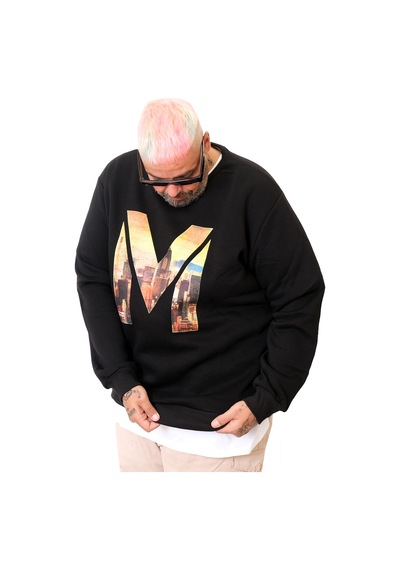 Mode Xl Büyük Beden Erkek Sweat Bisiklet M U25807 Siyah