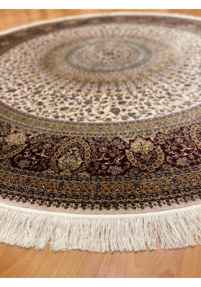 Tebriz Desenli 200 X 200 Yuvarlak İpek Halı Çok Renkli