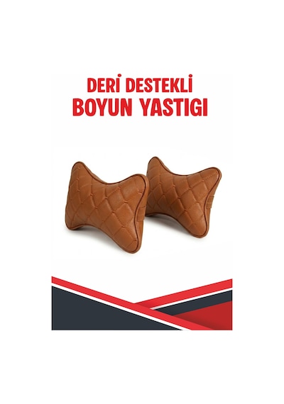 Ds7 Uyumlu Araç-oto Taba Deri Taba Dikişli Boyun Destek Yastığı