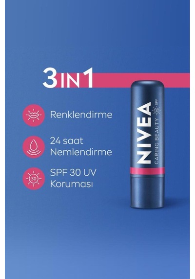 Renkli Dudak Bakım Kremi,pembe,4,8gr,nemlendirme,spf30,doğal Yağlar,e Vitamini,dudak Ve Yanak Için